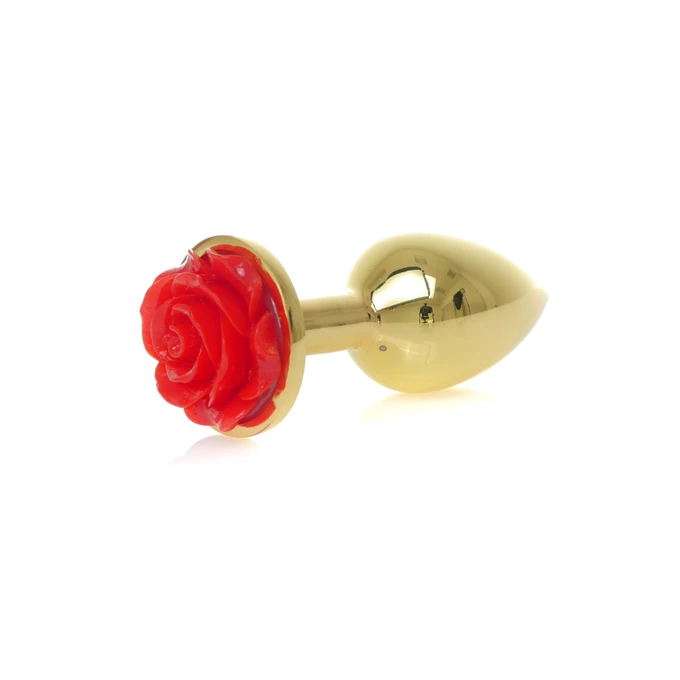 Boss Series Jewellery Gold Plug Rose Red - Korek analny z ozdobnym kwiatem Czerwony