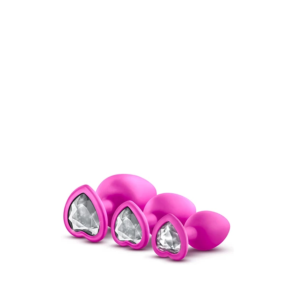 Blush Luxe Bling Plugs Training Kit Pink - Zestaw korków analnych z diamentem Różowy