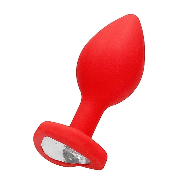 Ouch! Diamond Heart Butt Plug Regular Red - Korek analny z diamentem Czerwony