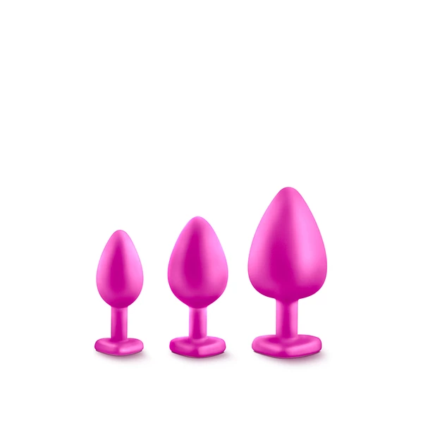 Blush Luxe Bling Plugs Training Kit Pink - Zestaw korków analnych z diamentem Różowy
