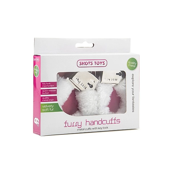 ShotsToys Furry Handcuffs White - Kajdanki z futerkiem Biały