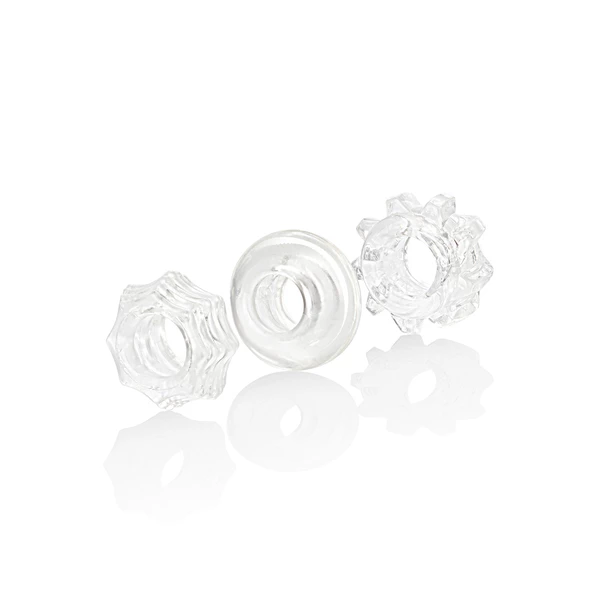 CalExotics Reversible Ring Set Clear - Zestaw elastycznych pierścieni erekcyjnych