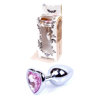 Boss Series Jewellery Silver Heart Rose - Korek analny z diamentem Różowy
