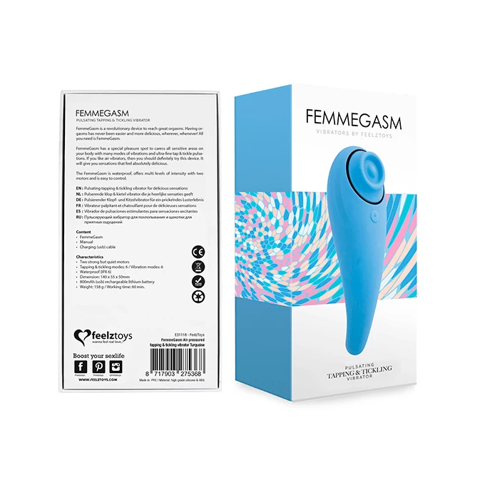 FeelzToys Femmegasm Tapping &amp; Tickling Turqoise - Wibrator łechtaczkowy pulsujący Niebieski