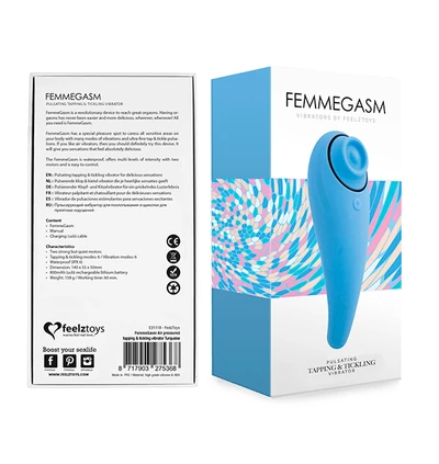 FeelzToys Femmegasm Tapping &amp; Tickling Turqoise - Wibrator łechtaczkowy pulsujący Niebieski