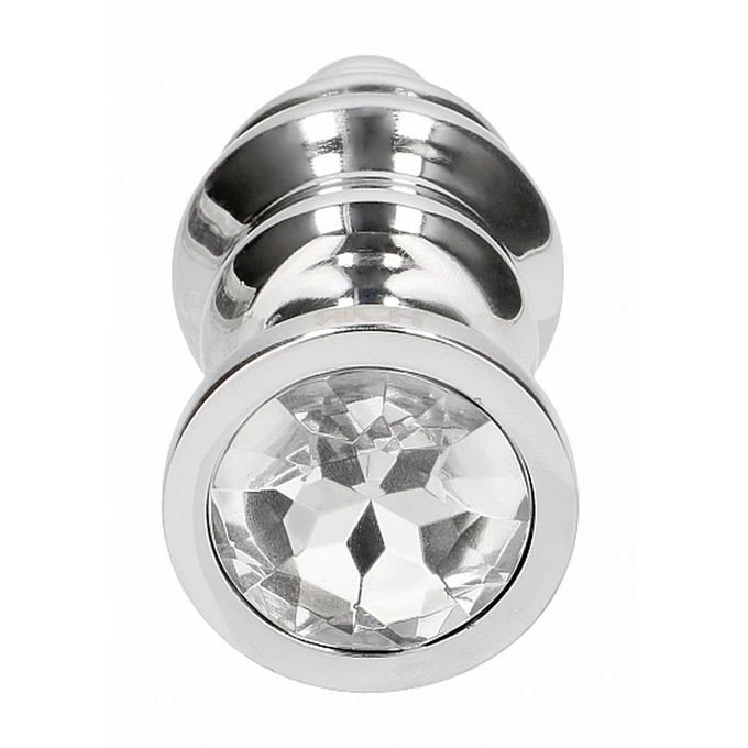 Rich Ribbed Diamond Plug 3.15 Inch Silver - Korek analny z diamentem