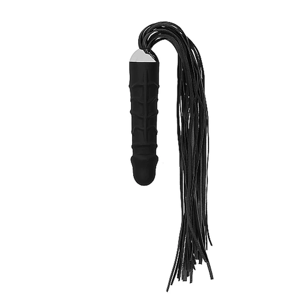 Ouch! Black Whip With Realistic Silicone Dildo Black - Dildo z pejczem