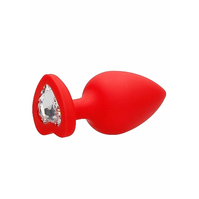 Ouch! Diamond Heart Butt Plug Extra Large Red - Korek analny z diamentem Czerwony