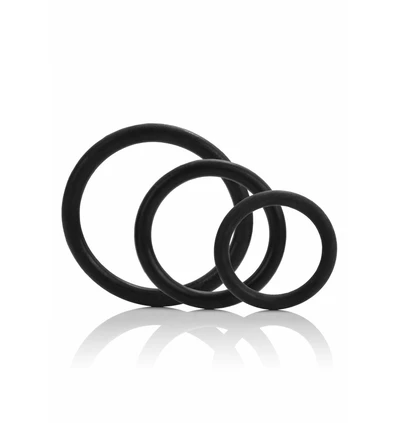 CalExotics Tri Rings Black - Zestaw elastycznych pierścieni erekcyjnych Czarny