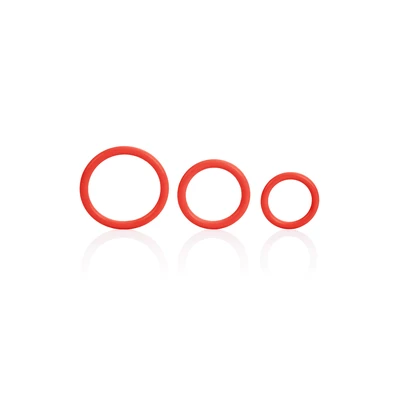 CalExotics Tri Rings Red - Zestaw elastycznych pierścieni erekcyjnych Czerwony
