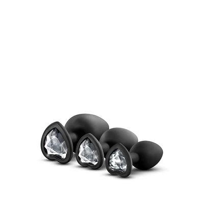 Blush Luxe Bling Plugs Training Kit White Gems - Zestaw korków analnych z diamentem Czarny