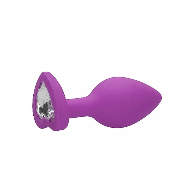 Ouch! Diamond Heart Butt Plug Regular Purple - Korek analny z diamentem Fioletowy
