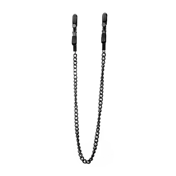 Ouch! Adjustable Nipple Clamps Black - Zaciski na sutki z łańcuszkiem Czarny