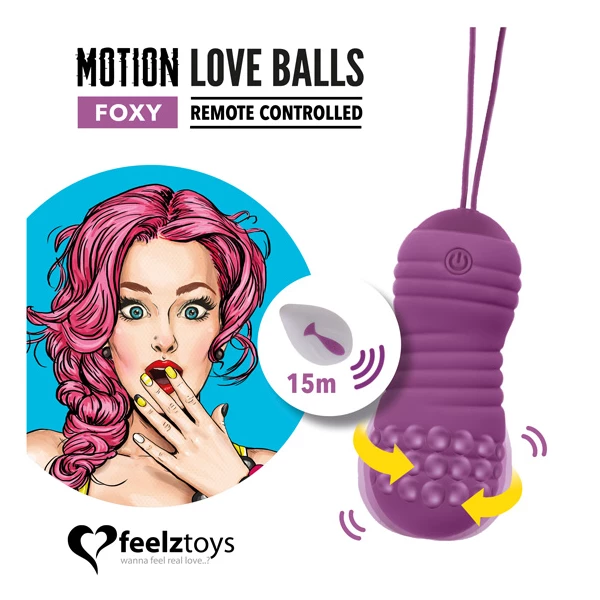 FeelzToys Remote Controlled Motion Love Balls Foxy - Wibrujące jajeczko na pilota