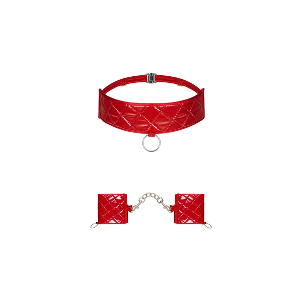 Obsessive Hunteria Kajdanki I Choker - Czerwony