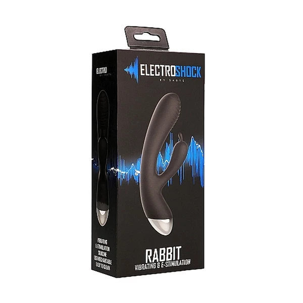 ElectroShock E Stimulation Rabbit Vibrator Black - Wibrator króliczek z elektrostymulacją