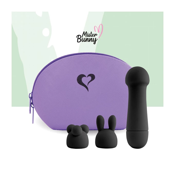 Feelz Toys Mister Bunny Massage Black - Wibrator wand z dodatkowymi końcówkami Czarny