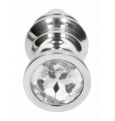 Rich Ribbed Diamond Plug 2.75 Inch Silver - Korek analny z diamentem