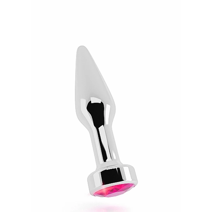 Rich R9 Silver Plug 3,9 Inch Pink Sapphire - Korek analny z diamentem Różowy