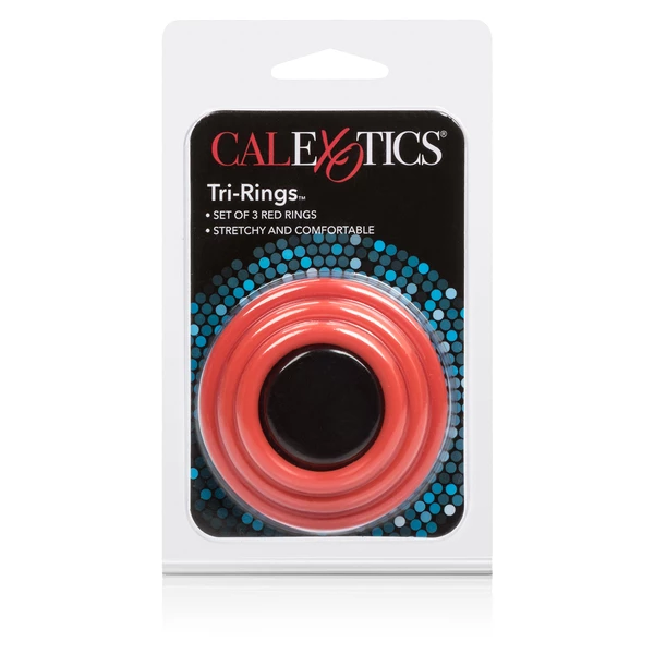 CalExotics Tri Rings Red - Zestaw elastycznych pierścieni erekcyjnych Czerwony