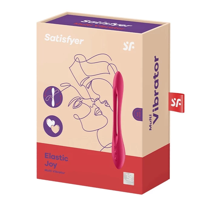 Satisfyer Elastic Joy Multi Vibrator (Red) - Wibrator elastyczny dla niej lub dla par Czerwony