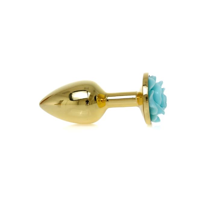Boss Series Jewellery Gold Plug Rose Light Blue - Korek analny z ozdobnym kwiatem Niebieski
