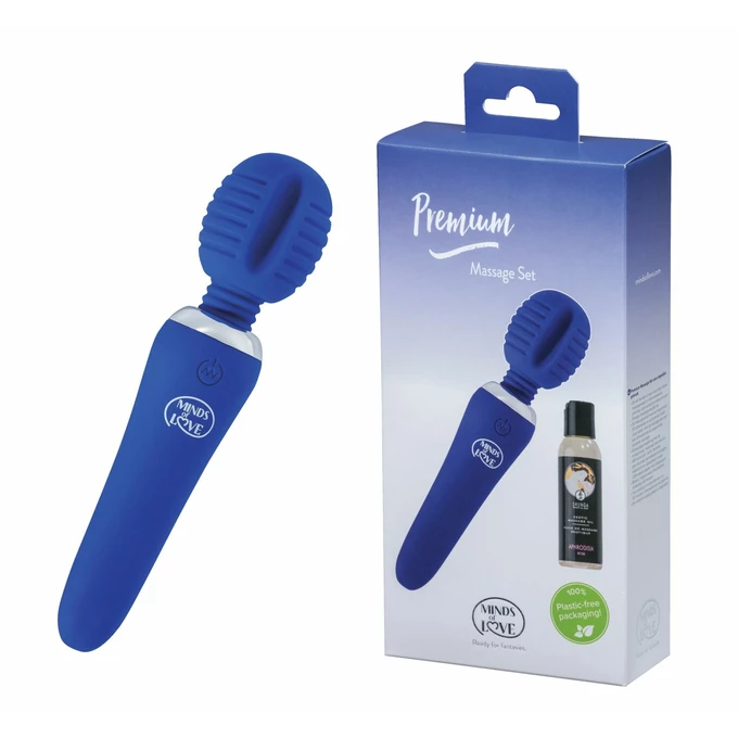Minds of Love Premium Massage Set Purple - Wibrator wand z różnymi końcówkami Niebieski