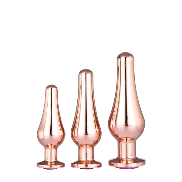 Dream Toys Gleaming Love Pleasure Set Rose Gold - Zestaw korków analnych z diamentem Złoty