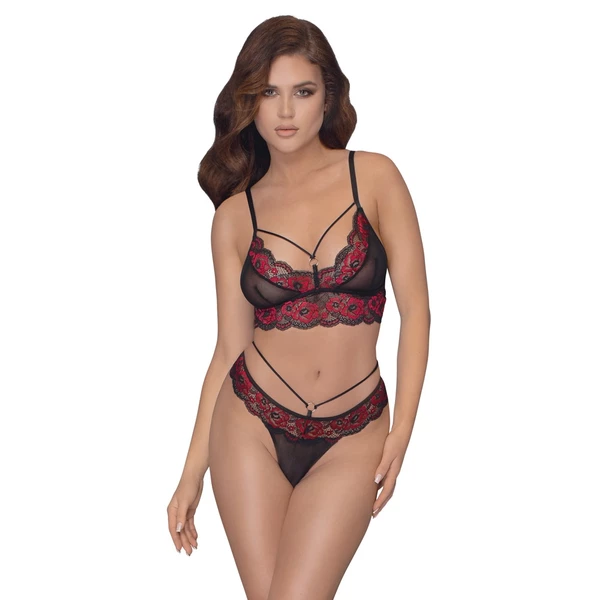 Cotelli bra set black/red - Komplet dwuczęściowy , Czarno - Czerwony