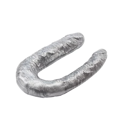 DarkMuscle dixie normous silver - Dildo podwójne, Srebrny