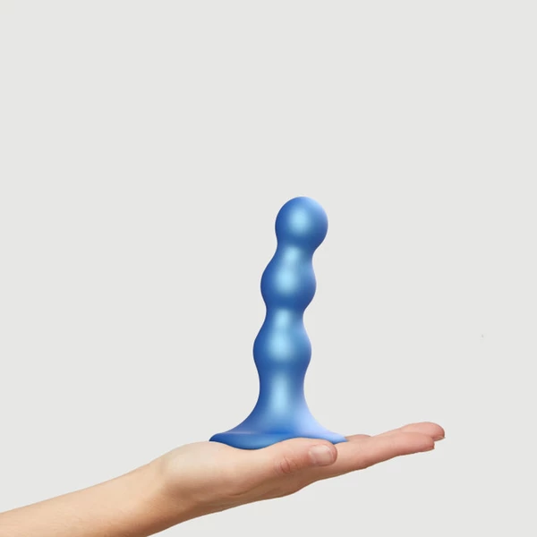 Strap-on-me dildo plug balls metallic blue - Dildo z przyssawką strap on S, Niebieski