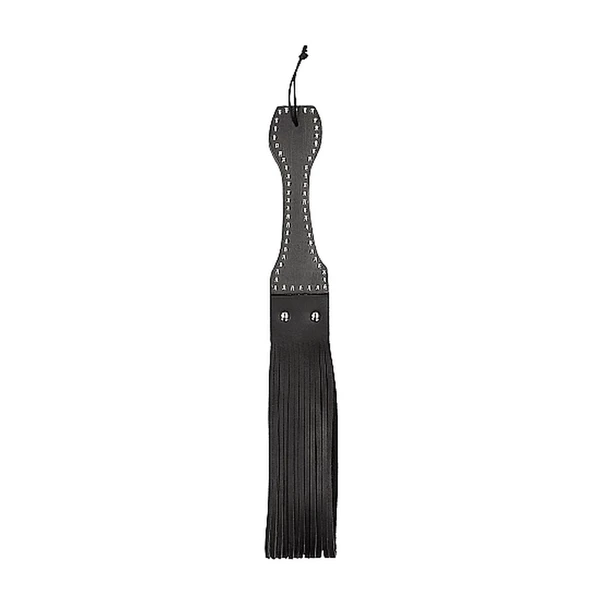 Ouch! wooden handle belt whip flogger leather - black - Packa do klapsów