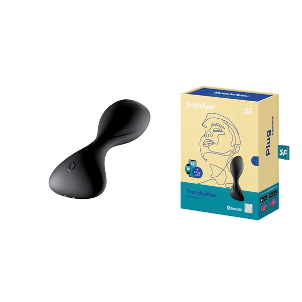 Satisfyer vibrator trendsetter connect app (black) - Wibrujący korek analny, Czarny