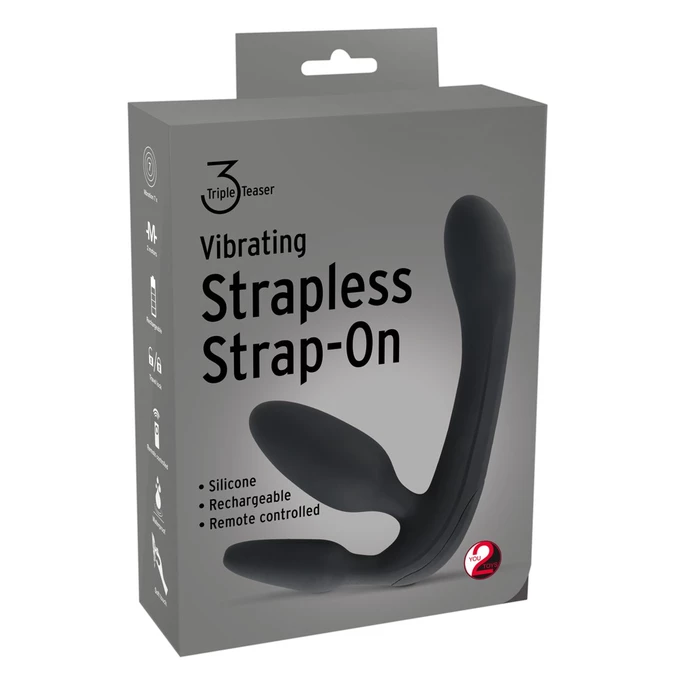 You2Toys Vibrating Strapless Strap On 3 - Wibrujący strap on z 3 końcówkami Czarny