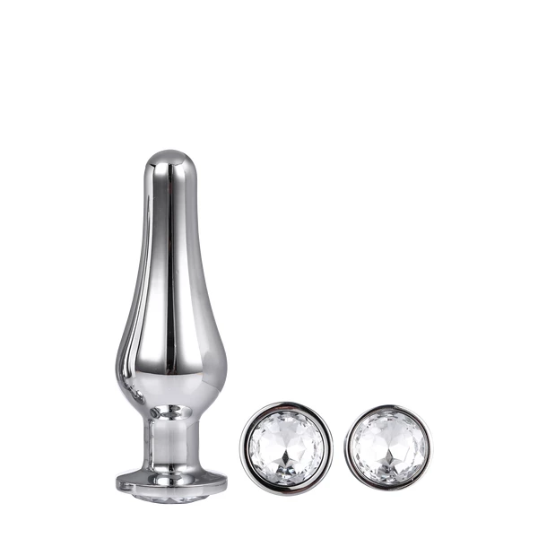 Dream Toys Gleaming Love Pleasure Set Silver - Zestaw korków analnych z diamentem Srebrny