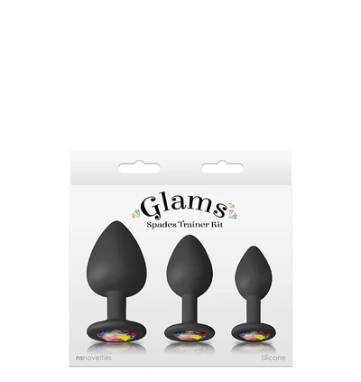 NS Novelties Glams Spades Trainer Kit Black - Zestaw korków analnych z diamentem Czarny