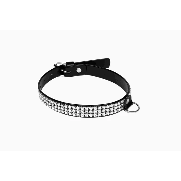Whips Collection whips - obroża damskaz kryształkami 2cm, Czarny