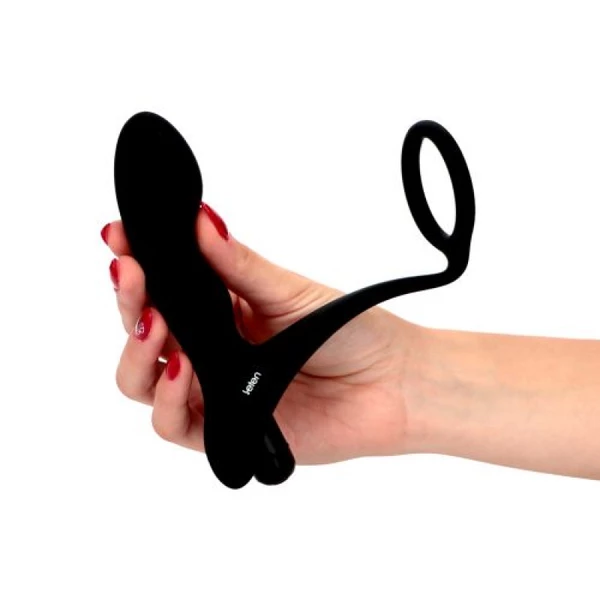 Leten anello e plug dark pleasure - Wibrujący korek analny z pierścieniem erekcyjnym