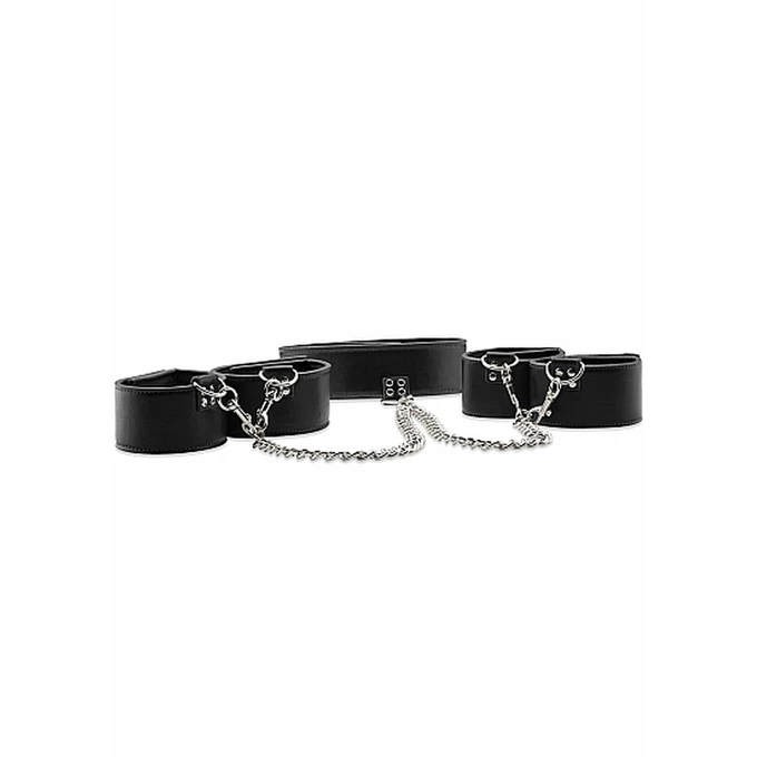 Ouch! Reversible Collar Wrist Ankle Cuffs Black - System do krępowania Czarny