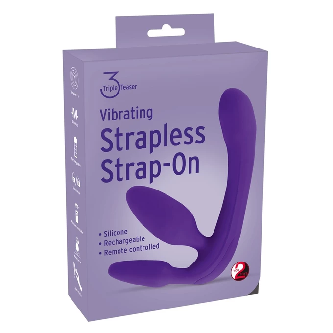 You2Toys Vibrating Strapless Strap On 3 - Wibrujący strap on z 3 końcówkami Fioletowy
