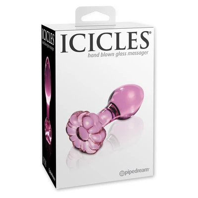 Icicles no 48 pink - Szklany korek analny