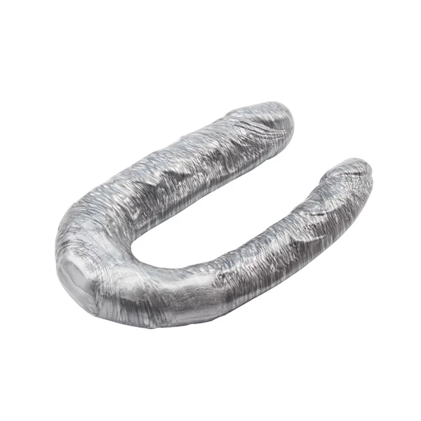 DarkMuscle dixie normous silver - Dildo podwójne, Srebrny