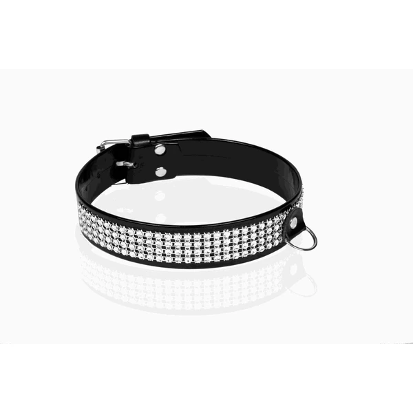 Whips Collection whips - obroża damska z kryształkami 3cm, Czarny