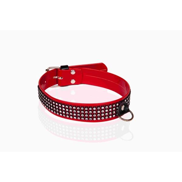 Whips Collection whips - obroża damska z kryształkami 3cm, Czerwony