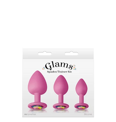 NS Novelties Glams Spades Trainer Kit Pink - Zestaw korków analnych z diamentem Różowy