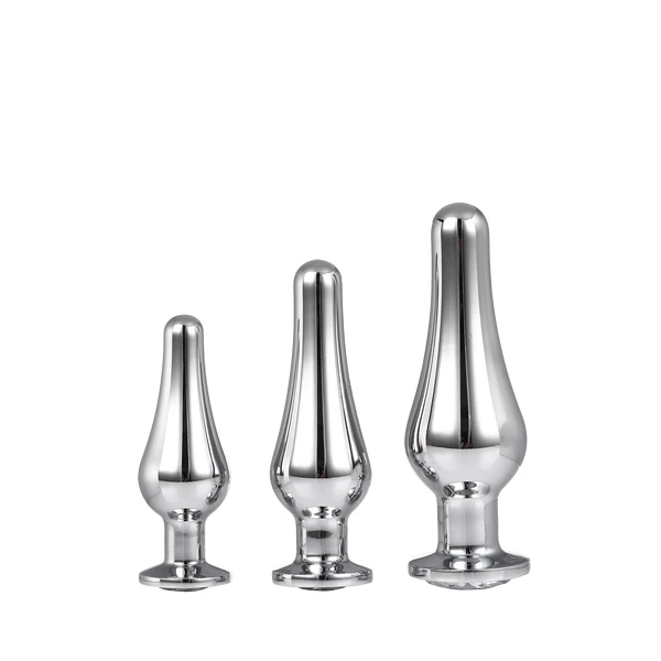 Dream Toys Gleaming Love Pleasure Set Silver - Zestaw korków analnych z diamentem Srebrny