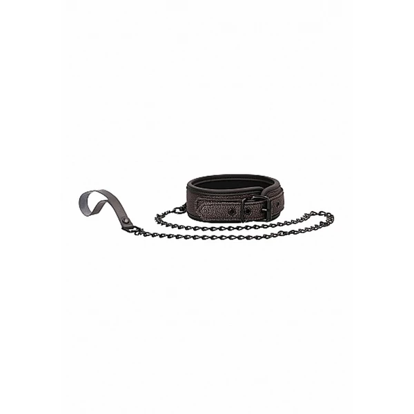 Ouch! elegant collar with leash - titanium grey - Obroża ze smyczą