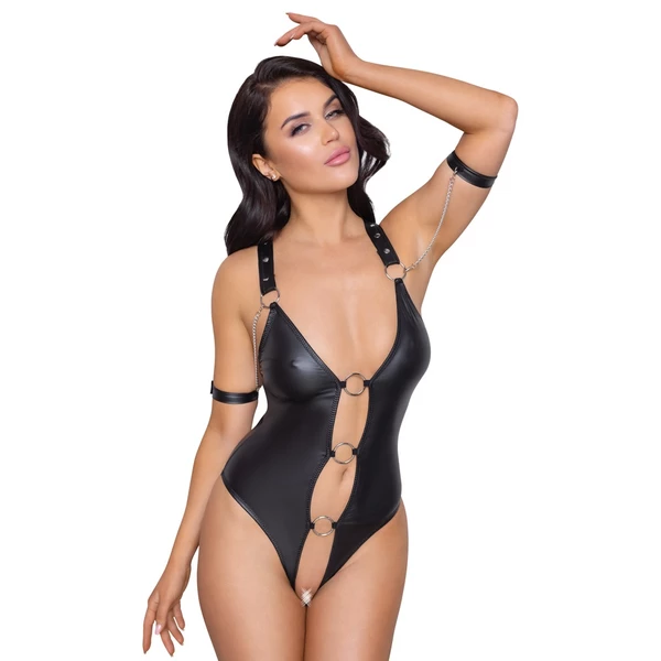 Cotelli body bondage - Body z kajdankami, Czarny