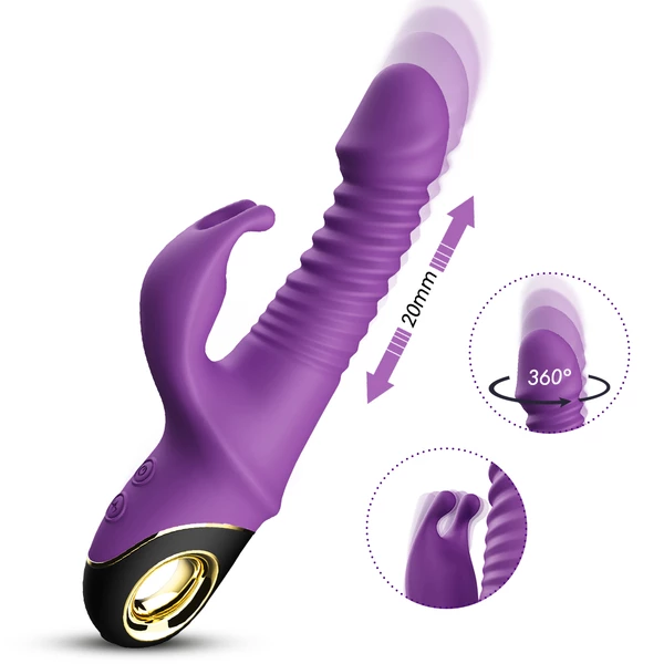 Boss Series Zing Purple - Wibrator króliczek z ruchem pulsacyjnym i obrotowym Fioletowy