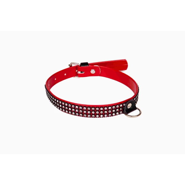 Whips Collection whips - obroża damskaz kryształkami 2cm, Czerwony